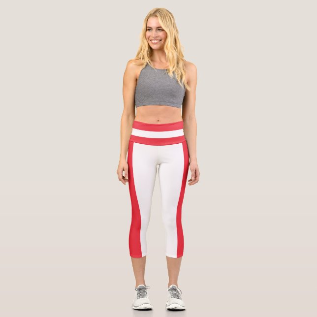 Patriotic Austrian Flag Capri Leggings (Front)