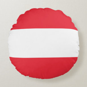 Patriotic Austrian Flag Round Cushion
