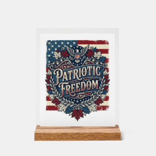 Patriotic Autumn Leaves Vector Graphic Tee Acrylic Sign