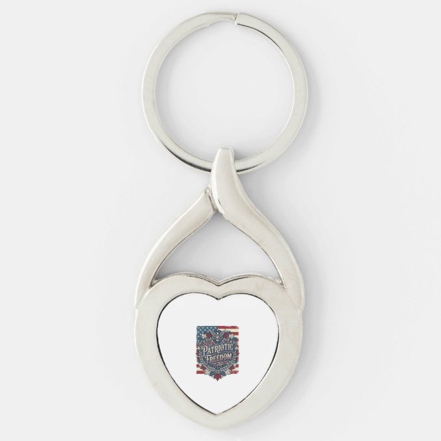 Patriotic Autumn Leaves Vector Graphic Tee Key Ring (Front)