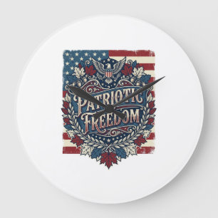 Patriotic Autumn Leaves Vector Graphic Tee Large Clock