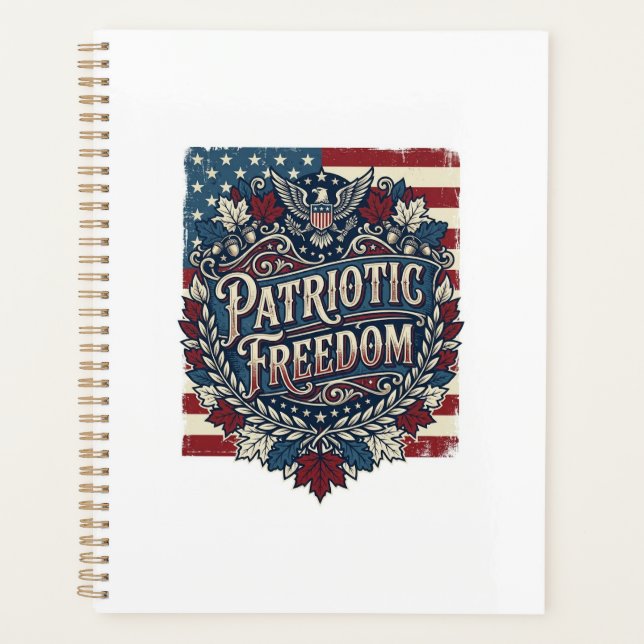 Patriotic Autumn Leaves Vector Graphic Tee Planner (Front)