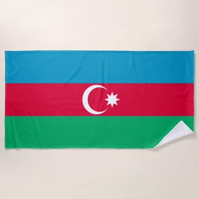 Patriotic Azerbaijan Flag Beach Towel (Front)