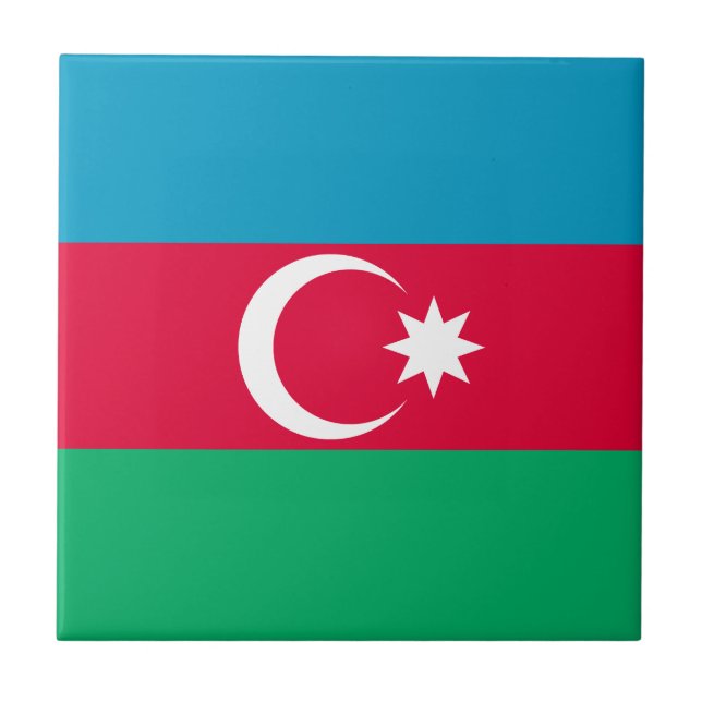 Patriotic Azerbaijan Flag Ceramic Tile (Front)