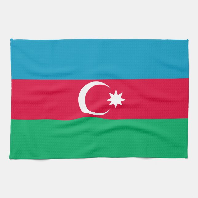 Patriotic Azerbaijan Flag Kitchen Towel (Horizontal)
