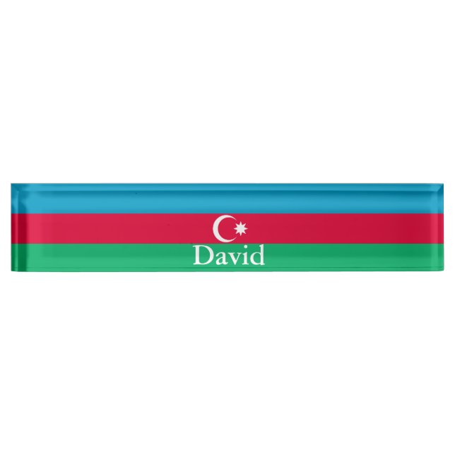 Patriotic Azerbaijan Flag Nameplate (Front)