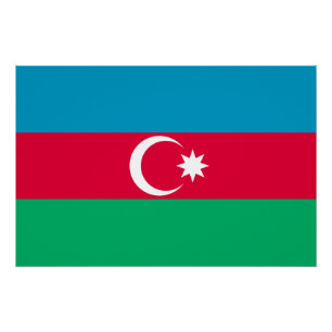 Patriotic Azerbaijan Flag Poster