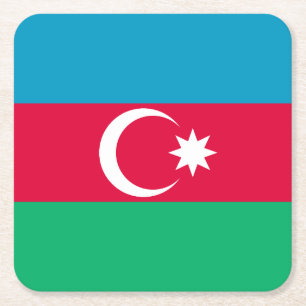 Patriotic Azerbaijan Flag Square Paper Coaster