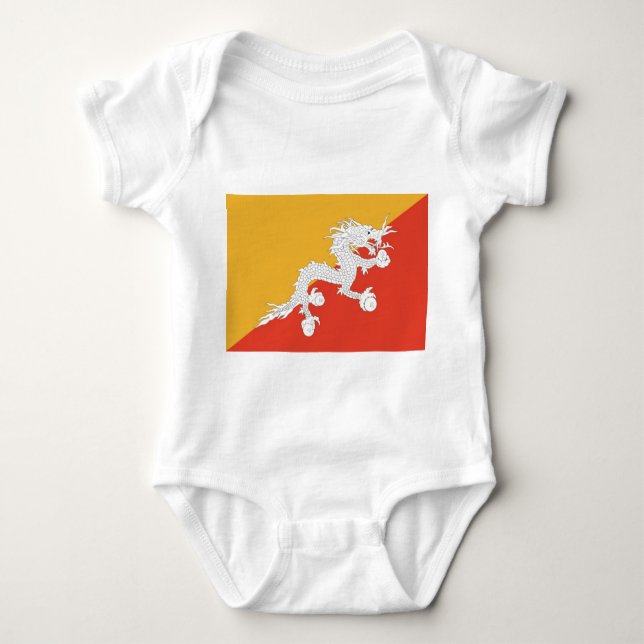 Patriotic baby bodysuit with flag Bhutan (Front)
