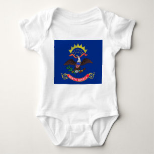 Patriotic baby bodysuit with flag North Dakota