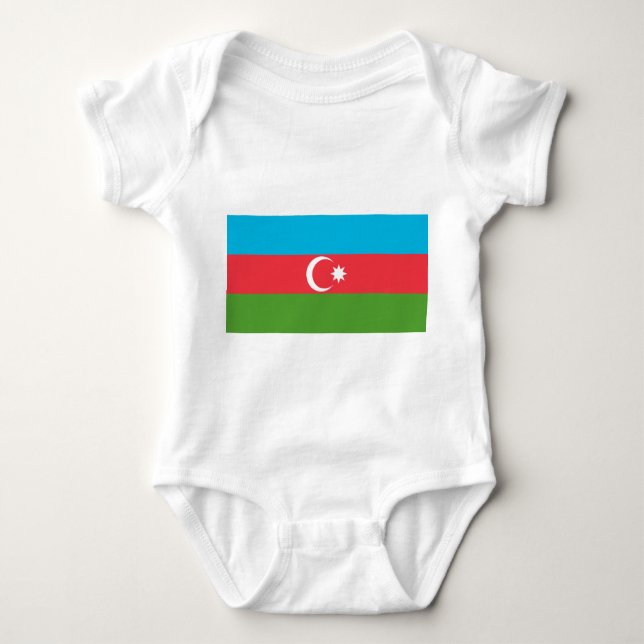 Patriotic baby bodysuit with flag of Azerbaijan (Front)