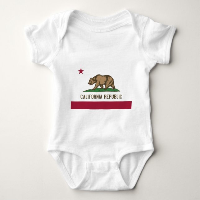 Patriotic baby bodysuit with flag of California (Front)
