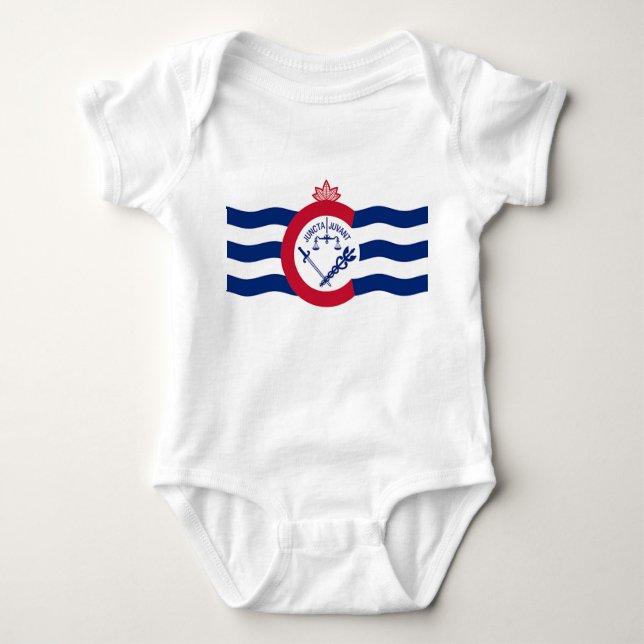 Patriotic baby bodysuit with flag of Cincinnati (Front)