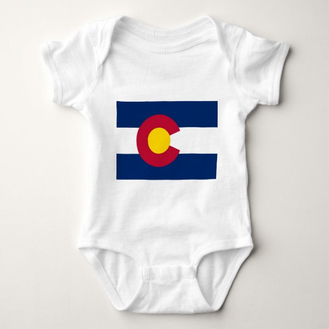 Patriotic baby bodysuit with flag of Colorado (Front)