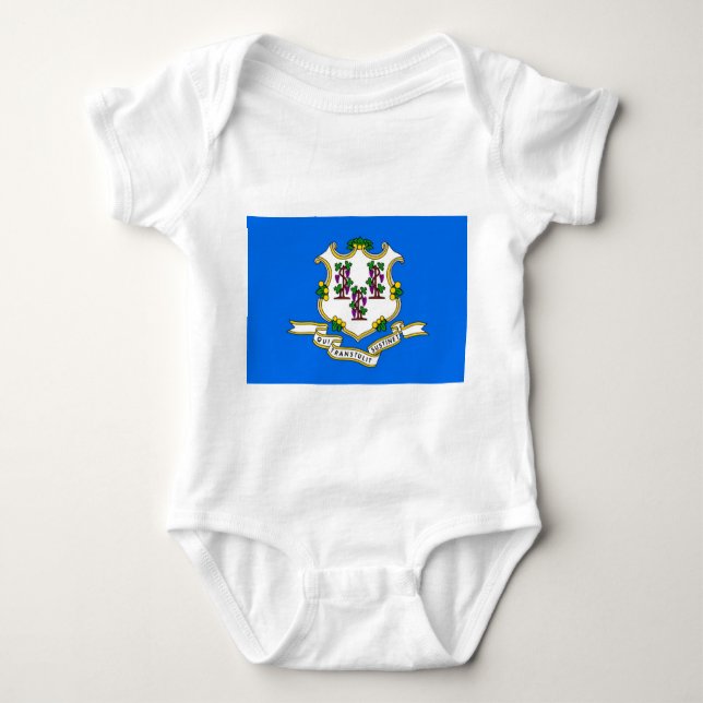 Patriotic baby bodysuit with flag of Connecticut (Front)