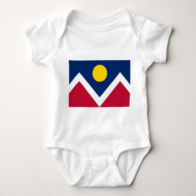 Patriotic baby bodysuit with flag of Denver, USA (Front)
