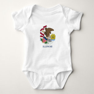 Patriotic baby bodysuit with flag of Illinois
