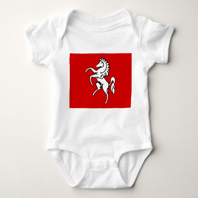 Patriotic baby bodysuit with flag of Kent County (Front)