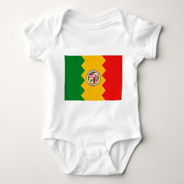 Patriotic baby bodysuit with flag of Los Angeles (Front)
