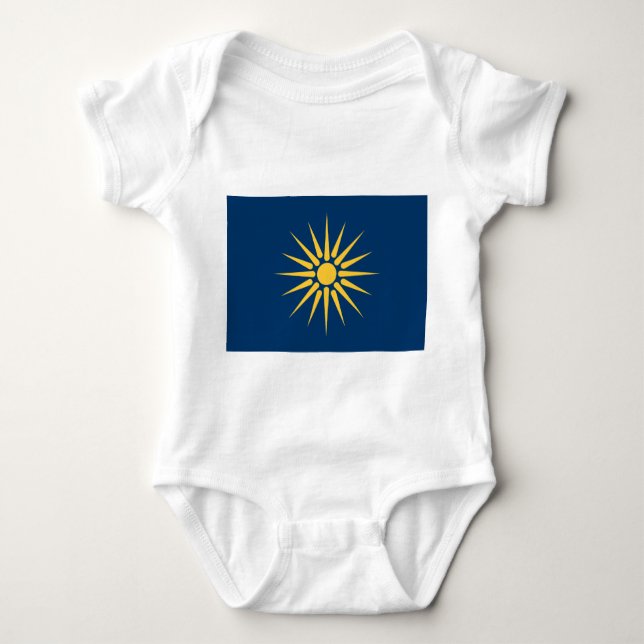 Patriotic baby bodysuit with flag of Macedonia (Front)