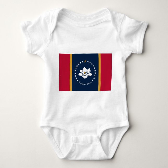 Patriotic baby bodysuit with flag of Mississippi (Front)