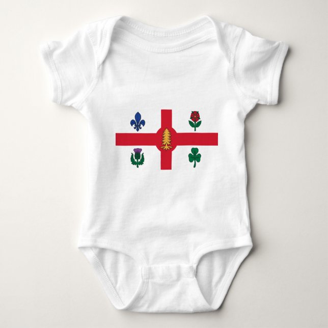 Patriotic baby bodysuit with flag of Montreal (Front)