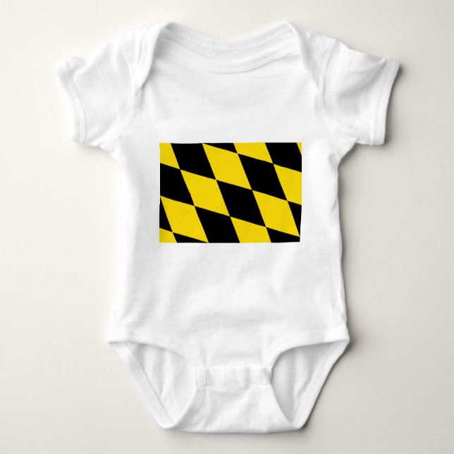 Patriotic baby bodysuit with flag of Munich (Front)