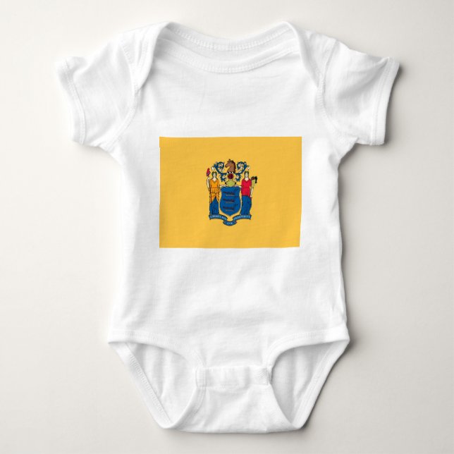 Patriotic baby bodysuit with flag of New Jersey (Front)