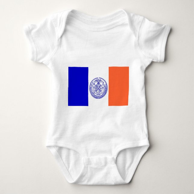 Patriotic baby bodysuit with flag of New York City (Front)