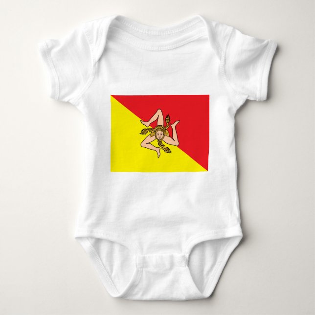 Patriotic baby bodysuit with flag of Sicily (Front)