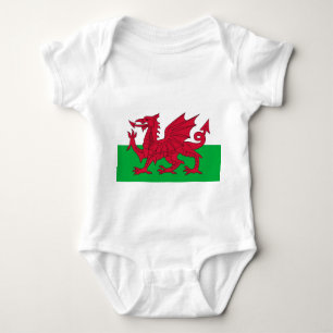 Patriotic baby bodysuit with flag Wales, UK