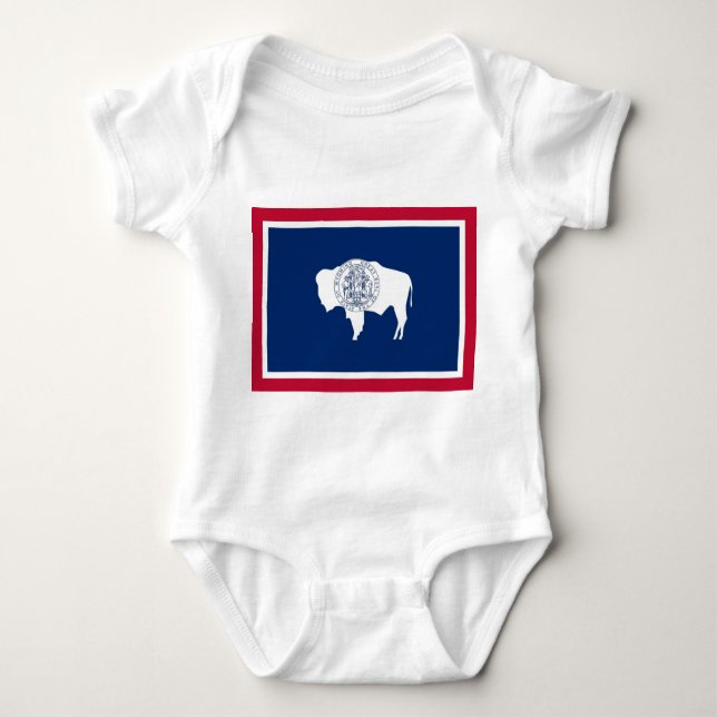 Patriotic baby bodysuit with flag Wyoming (Front)