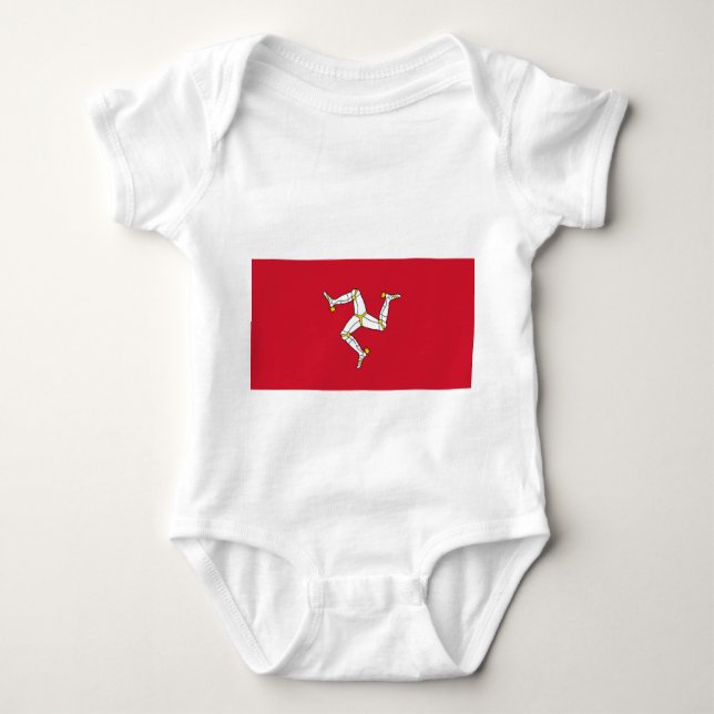 Patriotic baby bodysuit with Isle of Man flag, UK (Front)