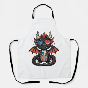 Patriotic Baby Dragon Vintage Vector Shirt Design_ Apron