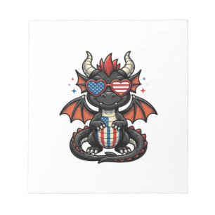 Patriotic Baby Dragon Vintage Vector Shirt Design_ Notepad