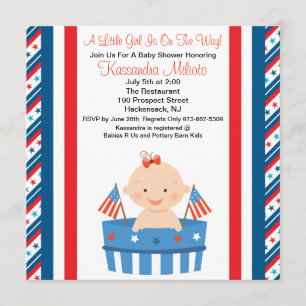 Patriotic Baby Girl Baby Shower Invitation