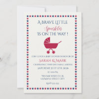 Patriotic Baby Shower Invite Brave Little Sparkler