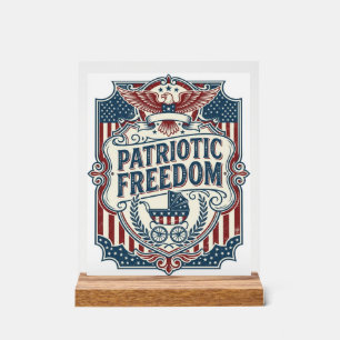 Patriotic Baby Shower Vector Graphic Tee Acrylic Sign