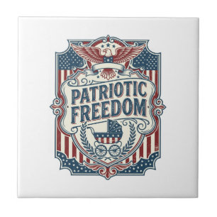 Patriotic Baby Shower Vector Graphic Tee Ceramic Tile