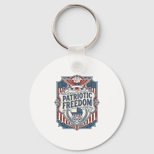 Patriotic Baby Shower Vector Graphic Tee Key Ring (Front)