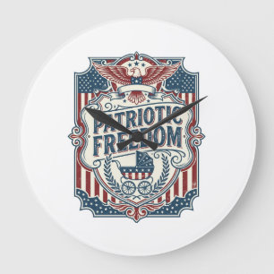 Patriotic Baby Shower Vector Graphic Tee Large Clock