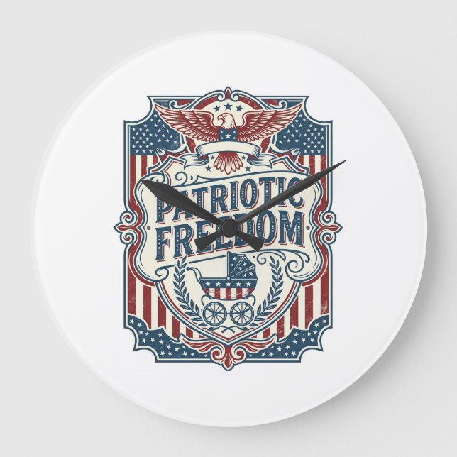 Patriotic Baby Shower Vector Graphic Tee Large Clock (Front)