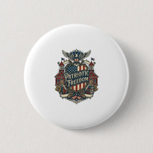 Patriotic Back to School Vector Graphic Tee 6 Cm Round Badge