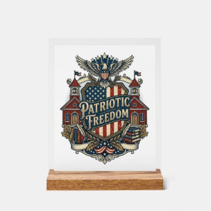 Patriotic Back to School Vector Graphic Tee Acrylic Sign