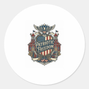 Patriotic Back to School Vector Graphic Tee Classic Round Sticker