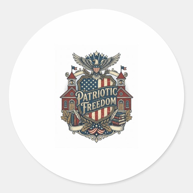 Patriotic Back to School Vector Graphic Tee Classic Round Sticker (Front)