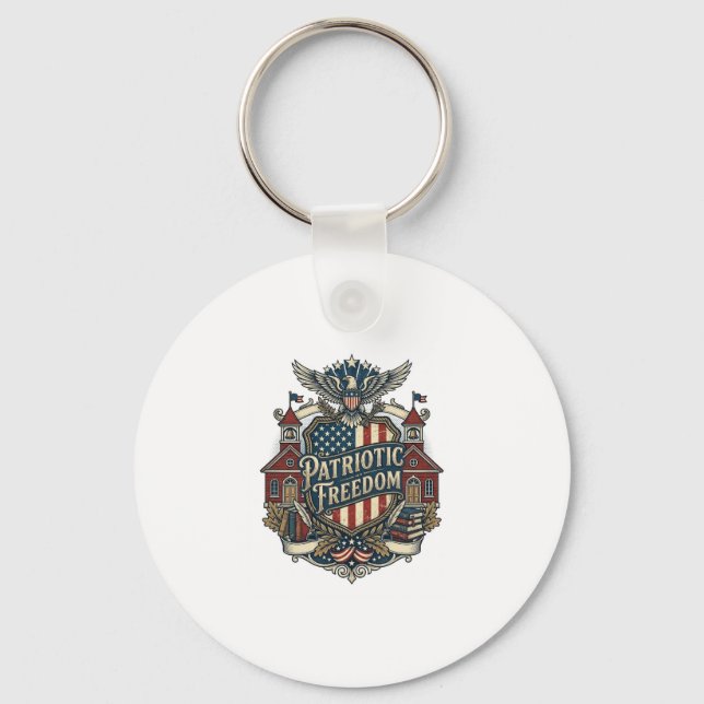 Patriotic Back to School Vector Graphic Tee Key Ring (Front)