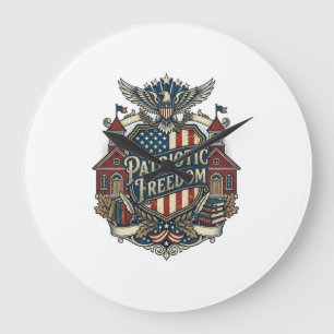 Patriotic Back to School Vector Graphic Tee Large Clock