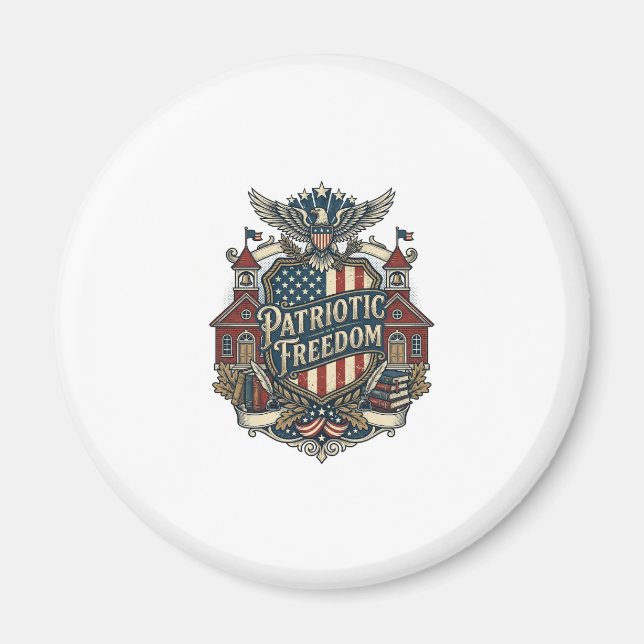 Patriotic Back to School Vector Graphic Tee Magnet (Front)