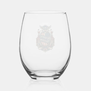 Patriotic Back to School Vector Graphic Tee Stemless Wine Glass